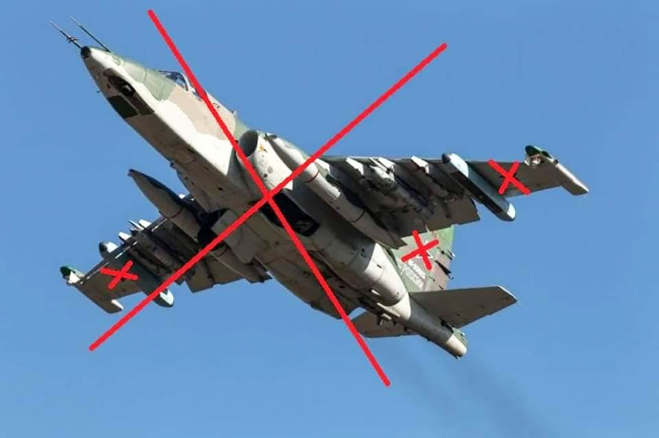 Illustration of a Russian Su-25 fighter jet shot down by Ukraine.