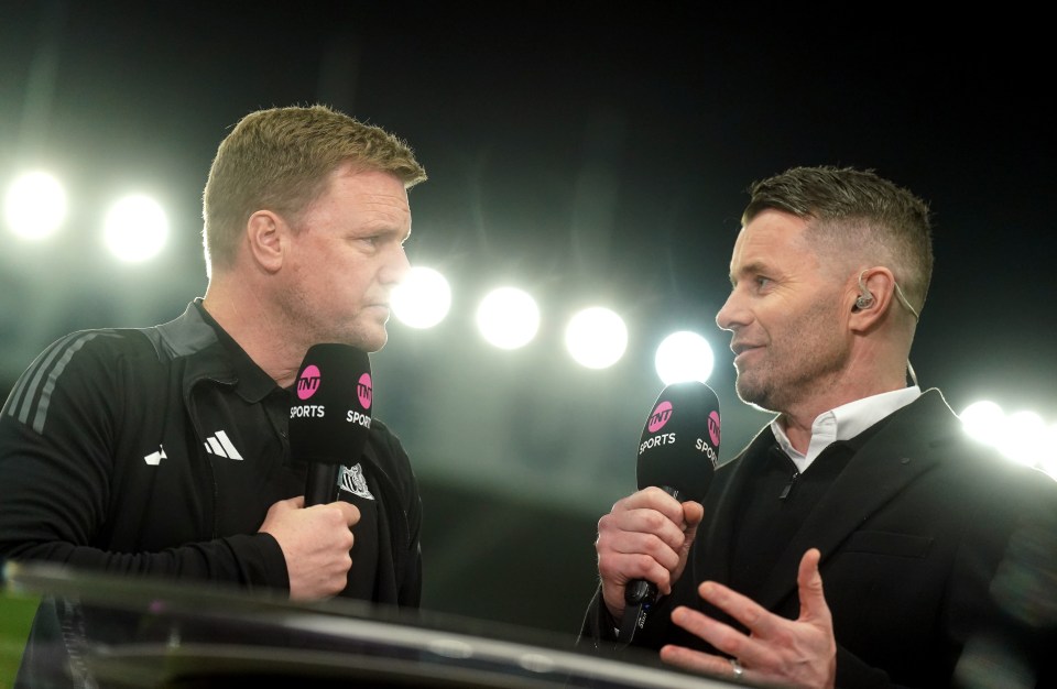 Eddie Howe and Shay Given being interviewed.