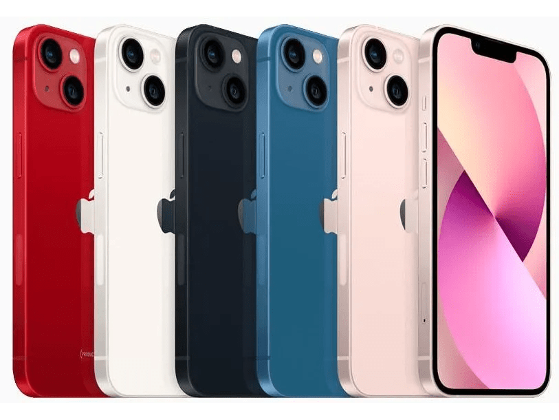 iPhone 13 in various colors.