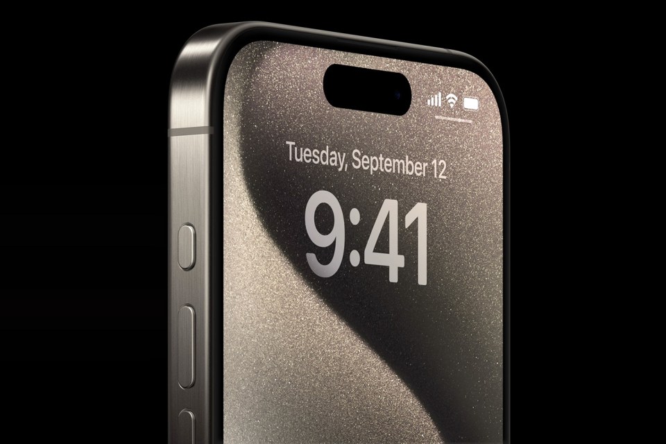 iPhone 15 Pro Max mockup showing the time.