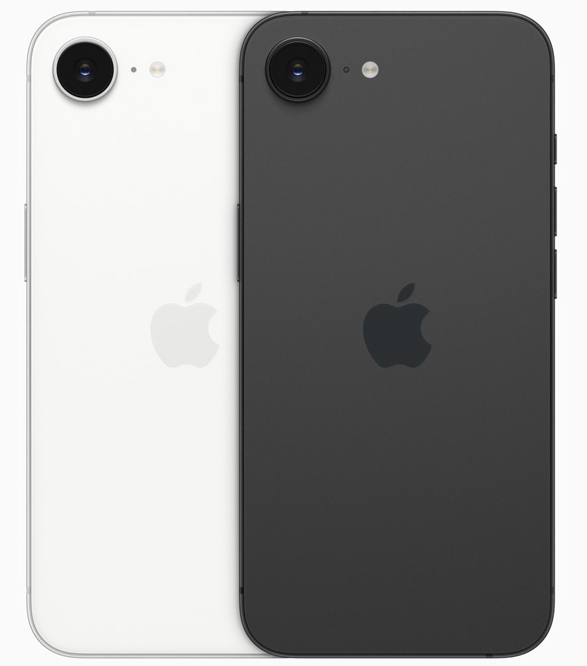 iPhone 16e in white and black.