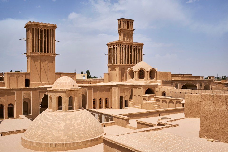 Traditional house in Abarkuh, Iran, with windcatchers.