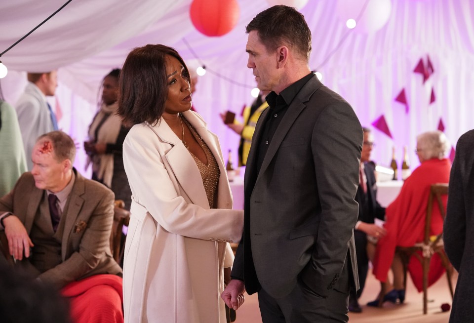 Denise Fox and Jack Branning in a scene from EastEnders.