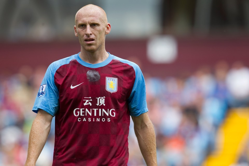 James Collins of Aston Villa in a soccer match.