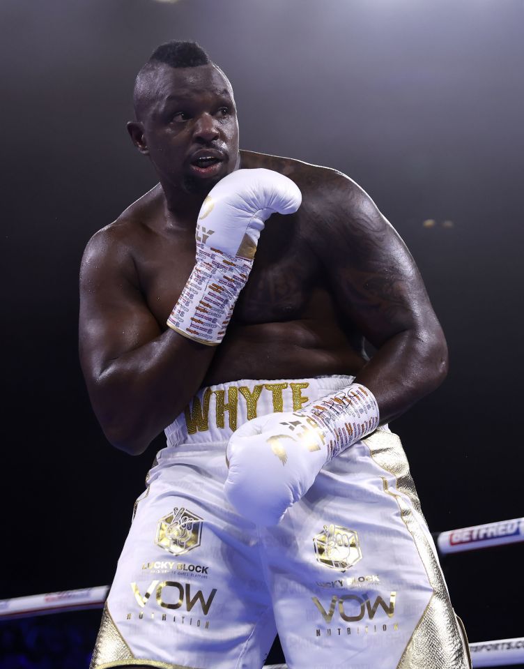 Dillian Whyte boxing at the OVO Arena Wembley.