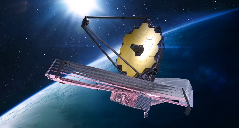 Illustration of the James Webb Space Telescope in space near Earth.