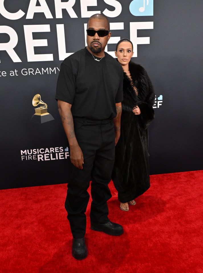 Kanye West and Bianca Censori at the Grammy Awards.