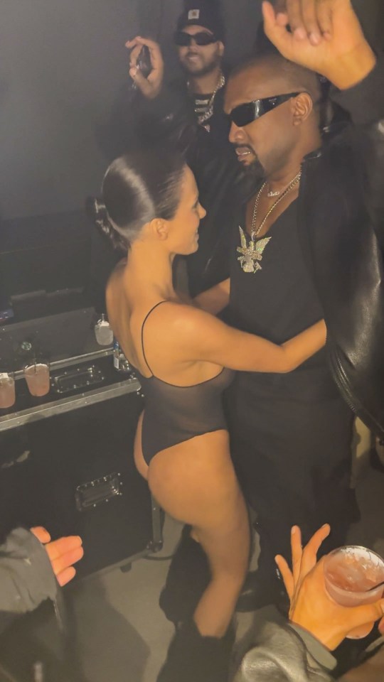 Kanye West and Bianca Censori at a Grammy after-party.