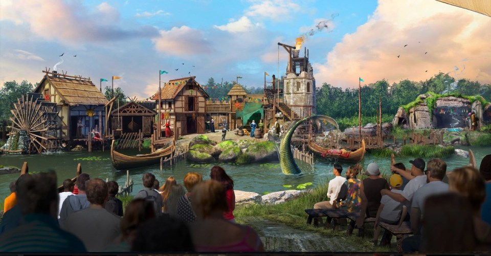 Illustration of a medieval-themed theme park.