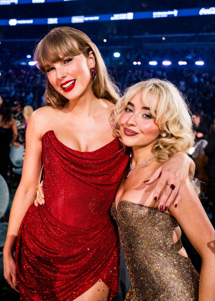 Taylor Swift and Sabrina Carpenter at the Grammy Awards.