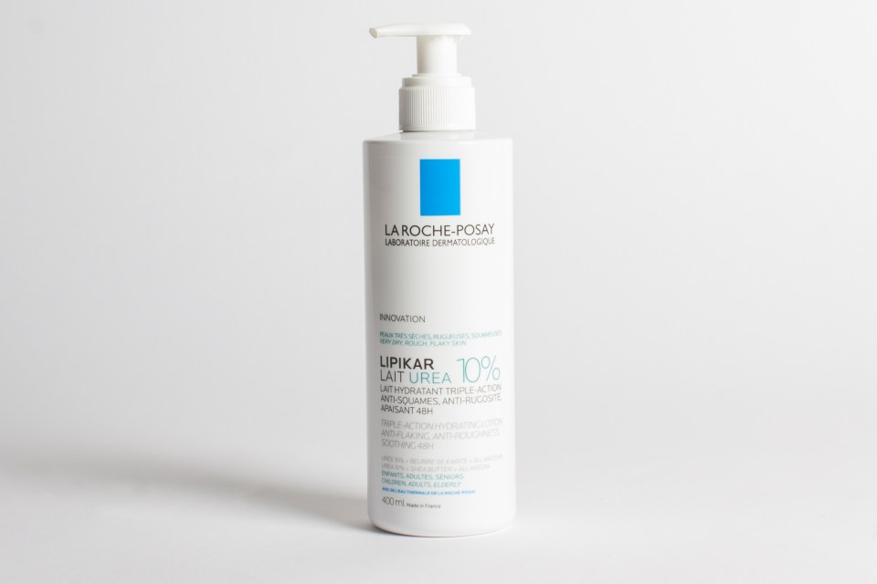 La Roche-Posay Lipikar Lait Urea 10% body moisturizer.