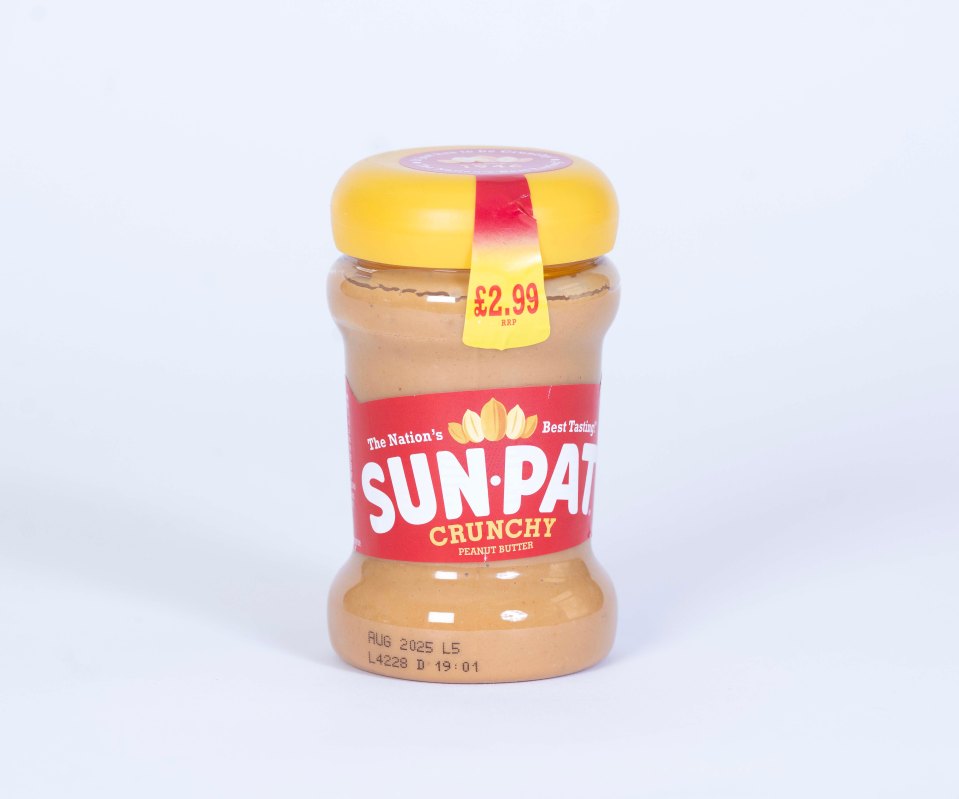 Jar of Sun-Pat Crunchy Peanut Butter.