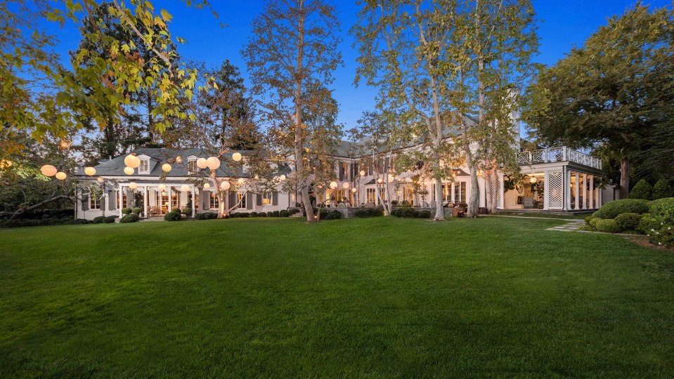 Robbie Williams's eight-bedroom Los Angeles estate at dusk.