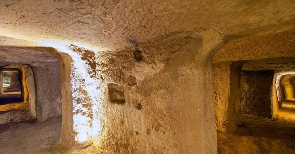 Interior of an ancient underground labyrinth city in Abarkuh, Iran.