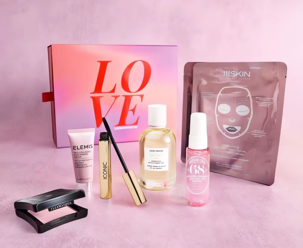 Lookfantastic beauty box with cosmetics.