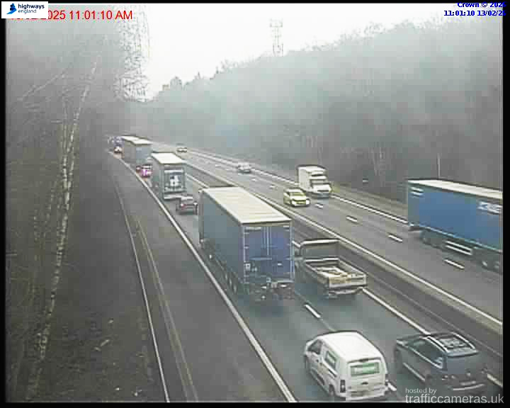 M11 southbound traffic jam between J10 and J7A.