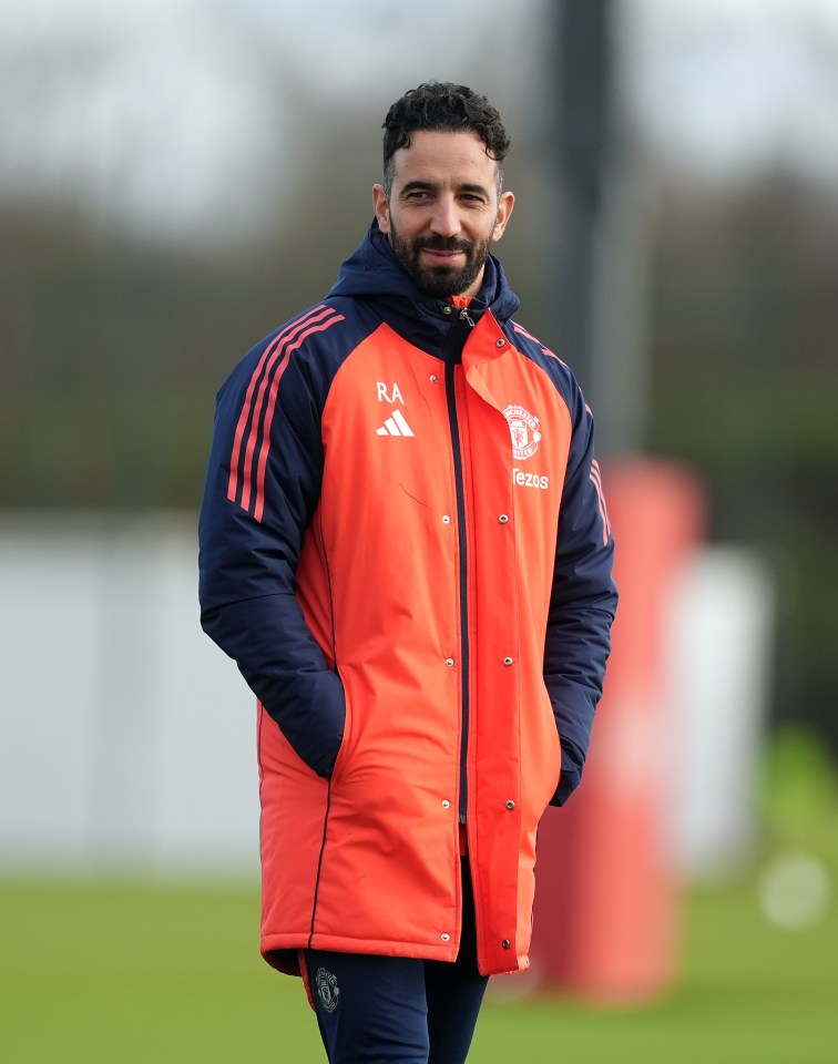 Ruben Amorim, Manchester United manager, at a training session.