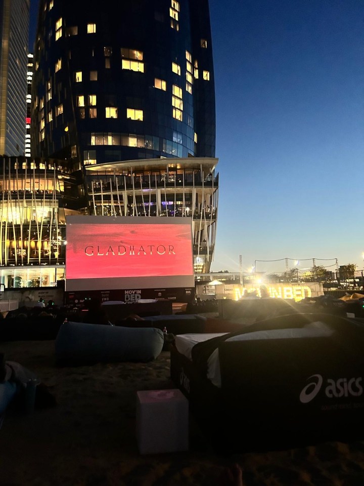 Outdoor movie screening of Gladiator.