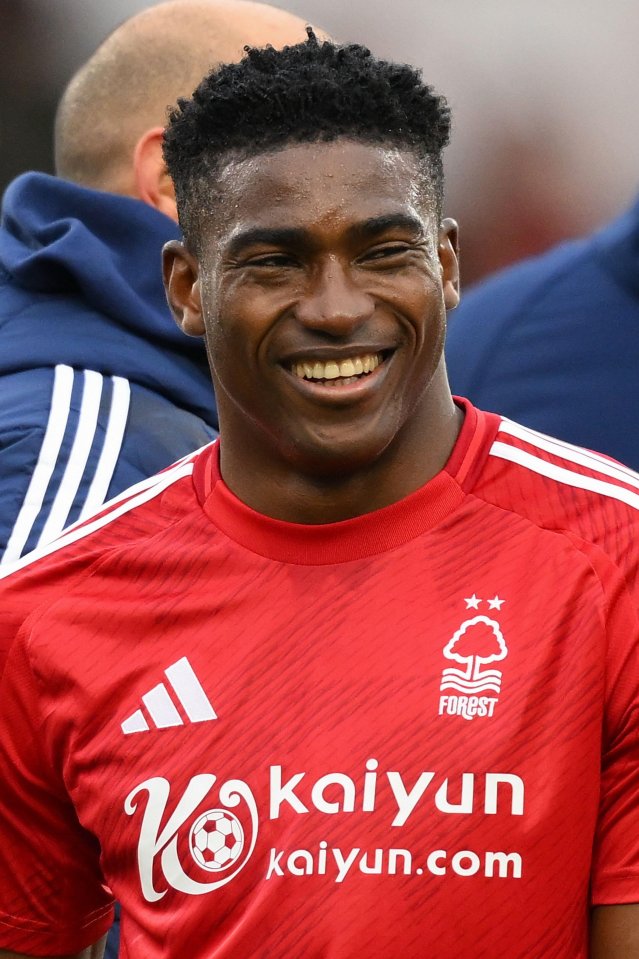 Taiwo Awoniyi of Nottingham Forest smiling.