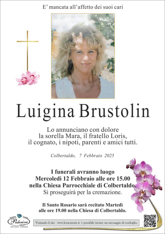 Obituary for Luigina Brustolin with photo.