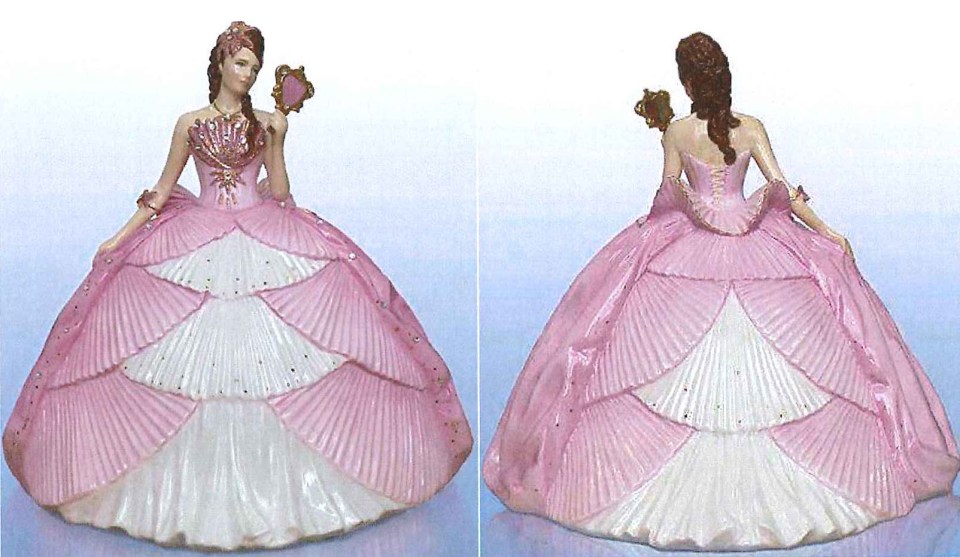 Richard Gittins / Champion News: 07948286566 champion.news.service@gmail.com Picture shows the Crystal Princess figurine designed by TV gypsy wedding dress star Leanne Phillips, 35. Ms Phillips is locked in a court battle with rival designer Thelma Madine, 65, who claims Miss Phillips ripped off one of her most iconic creations.