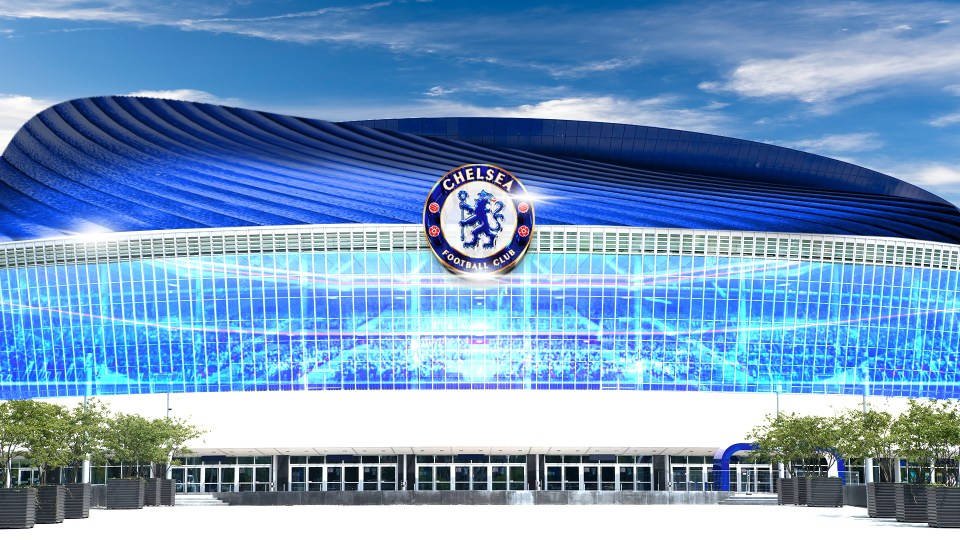 Illustration of the new Chelsea Football Club stadium.