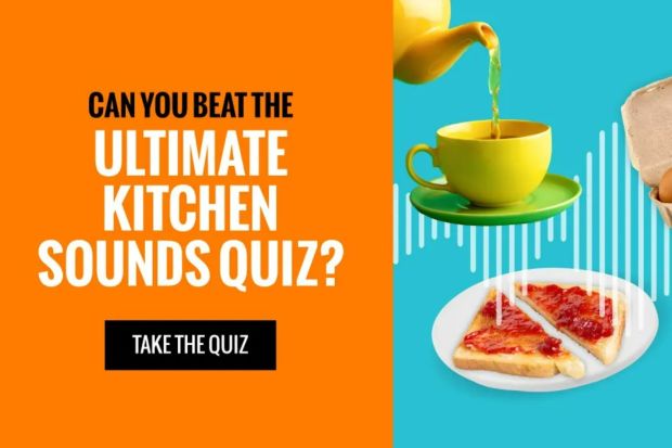 Collage promoting a kitchen sounds quiz.