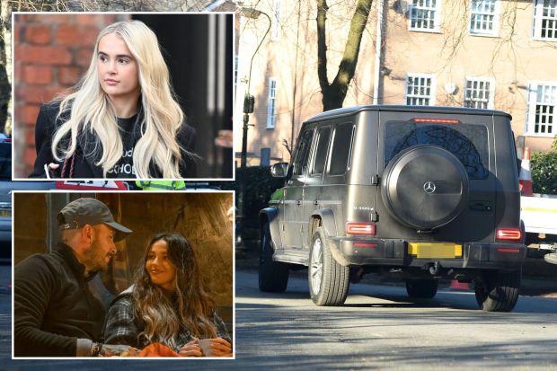 Collage of a woman, a couple, and a Mercedes G-Class SUV.