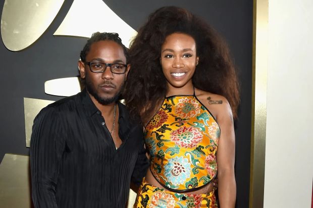 Kendrick Lamar and SZA at an awards show.