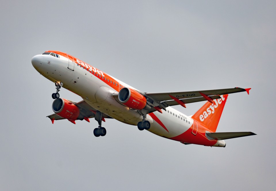 EasyJet plane landing at Stansted Airport.