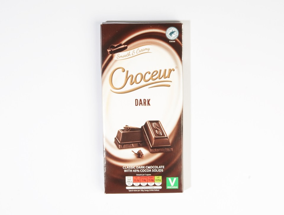 Choceur Dark chocolate bar package.