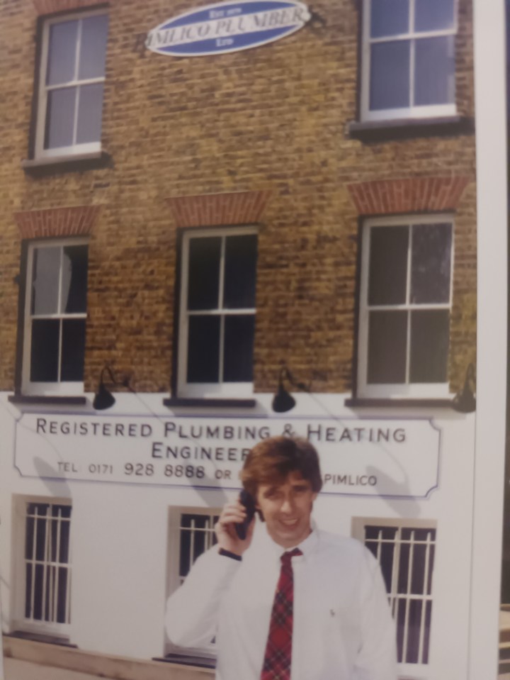 Photo of Charlie Mullins, Pimlico Plumber, outside his business.