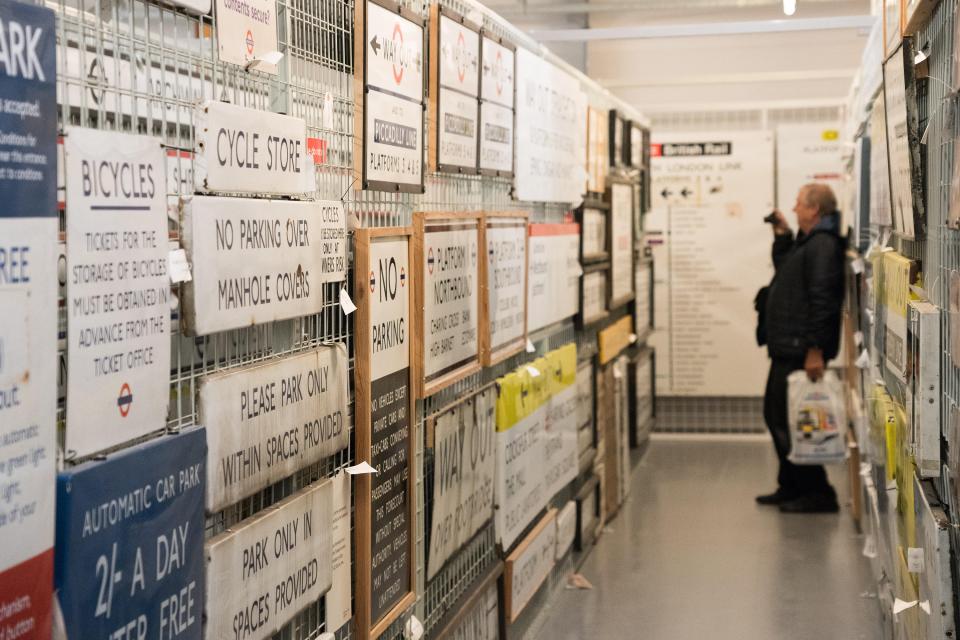 Collection of vintage London Transport Museum signs.