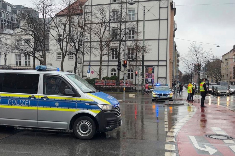 Police cars at the scene of an accident.