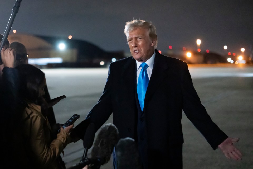 President Donald Trump speaking to reporters.