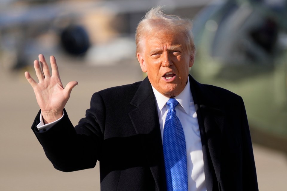 President Donald Trump waving goodbye.