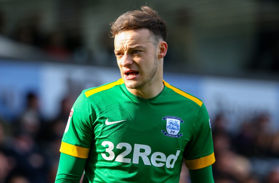 Brandon Barker of Preston North End F.C. in his team's jersey.