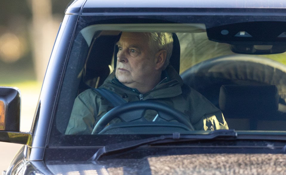 Prince Andrew driving a car.