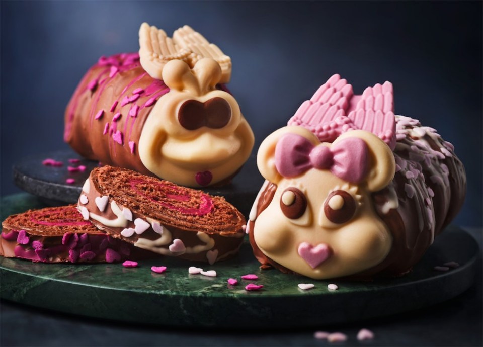 Chocolate caterpillar rolls decorated as cute animals.