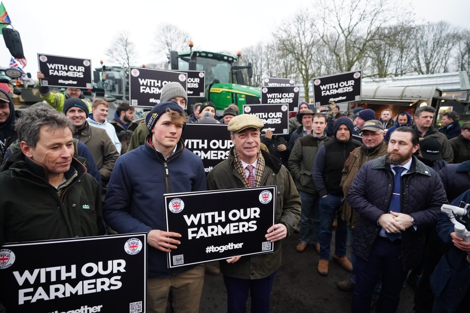 Nigel Farage at a farmer protest against inheritance tax changes.