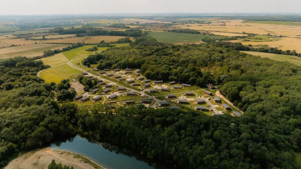 Aerial view of Rockingham Forest holiday park in Nottinghamshire.