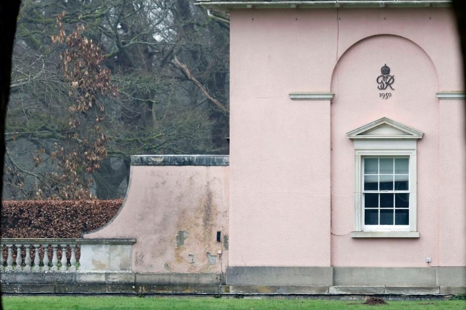 Photo of the Royal Lodge in Windsor Great Park showing damage to the building's exterior.