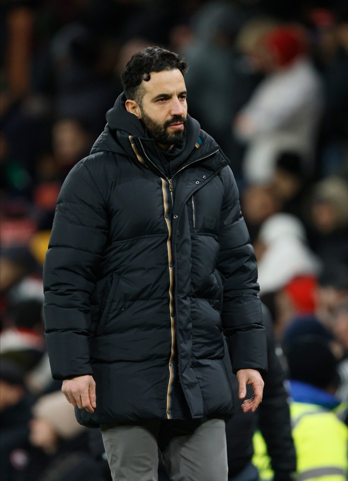 Ruben Amorim, manager of Manchester United, looking dejected.