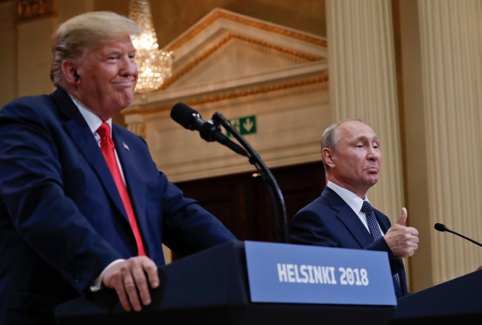 Presidents Trump and Putin at a joint news conference in Helsinki.