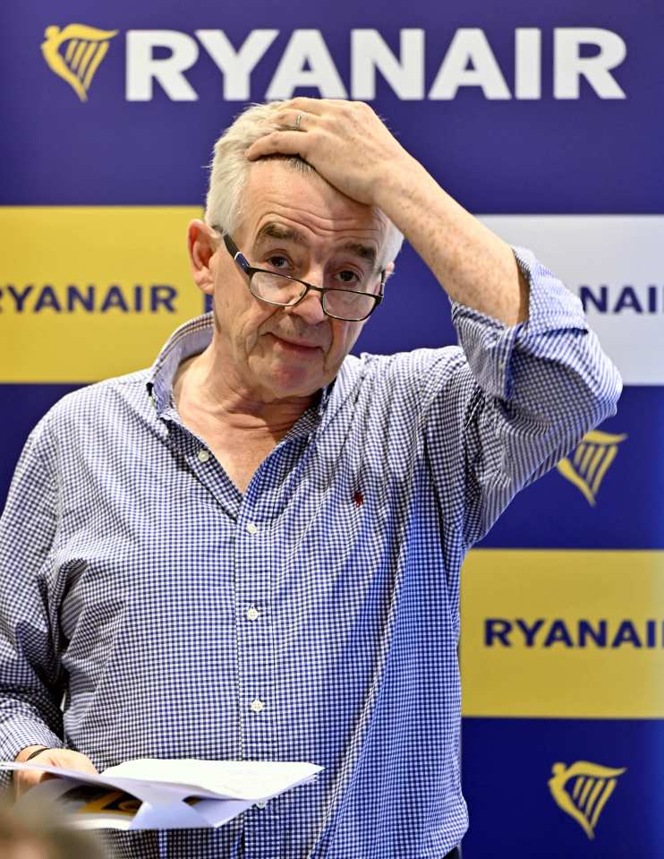 Ryanair CEO Michael O'Leary at a press conference.