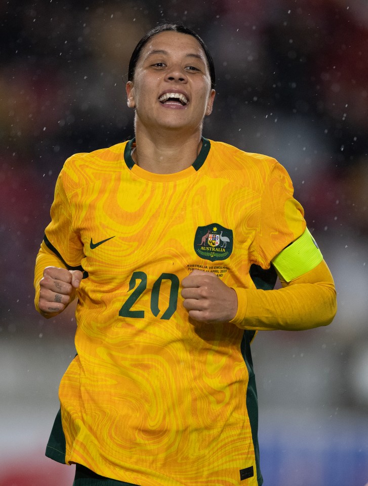 Sam Kerr of the Australian women's national soccer team celebrating an assist.