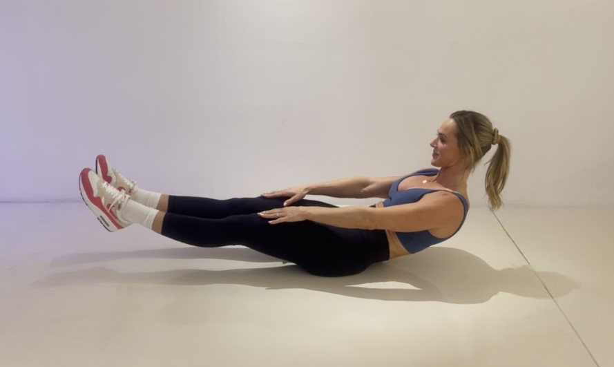 Woman performing a fitness exercise.