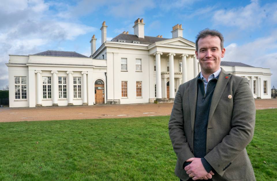 Rob Menown, great-nephew of SAS soldier Paddy Mayne, stands in front of Hylands House.