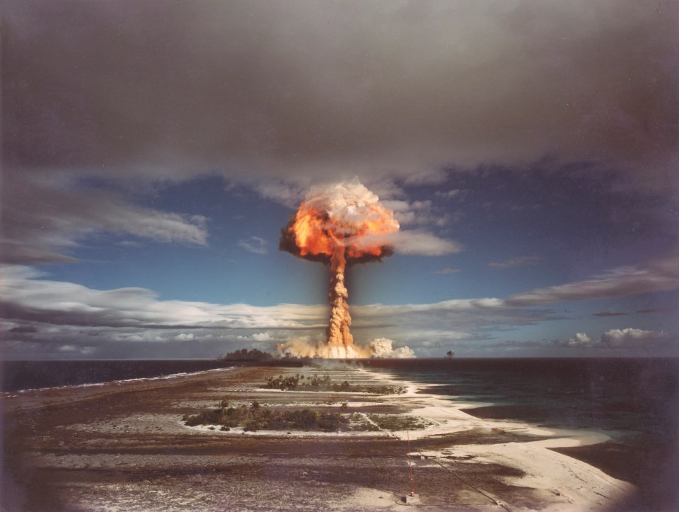 French nuclear weapons test in Moruroa, French Polynesia.