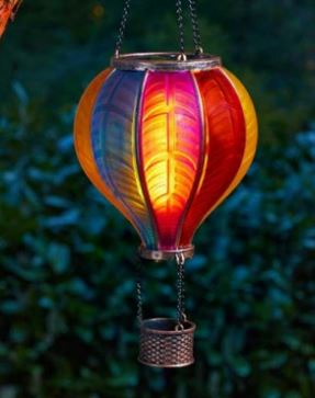 Solar-powered hot air balloon garden lantern.